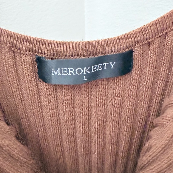 Brown Ribbed Sweater Dress - Picture 6 of 7